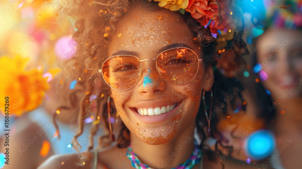 Woman Wearing Sunglasses With Flower in Hair Woman Wearing Sunglasses With Flower in Hair