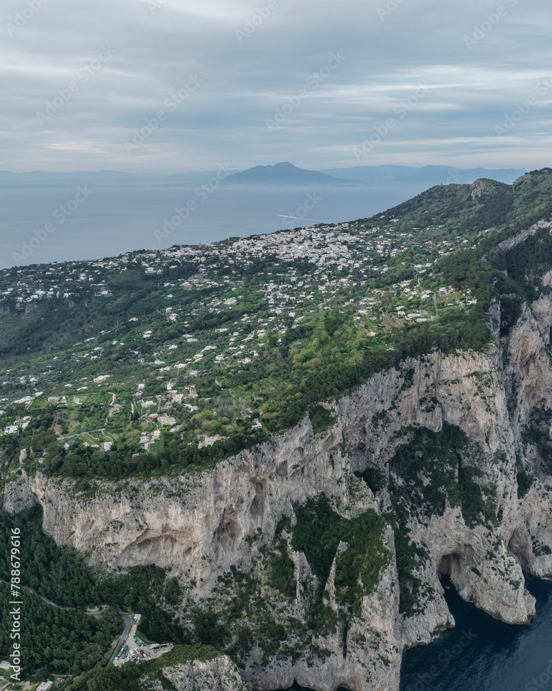 Aerial view of beautiful Amalfi Coast with Mediterranean Sea, Capri Island, Italy. Aerial view of beautiful Amalfi Coast with Mediterranean Sea, Capri Island, Italy.