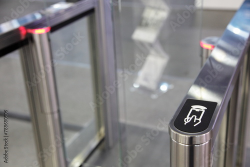 Modern turnstile with Pass card place - visitors people control tourniquet photo