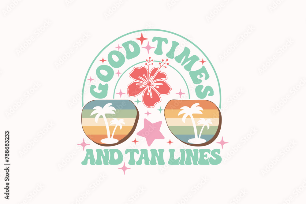 Naklejka premium Vintage Summer Beach EPS T-shirt Design. Summer T-shirt