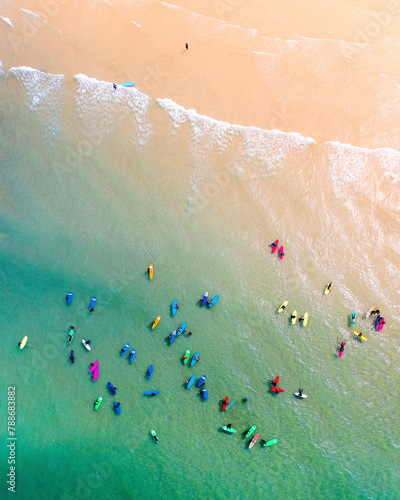 Aerial view of Fistral Beach, Surfers, Newquay, England. photo