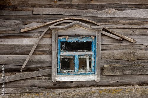 an old window in the village, taken in April on a cloudy day