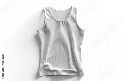 Render of a tank top, sporty style, light gray, minimalistic design, isolated on a pure white background