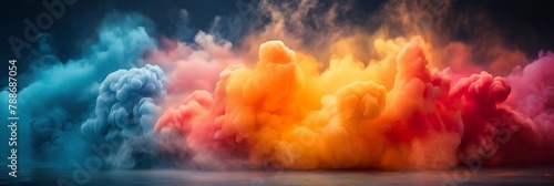 Abstract fiery, icy smoke waves engulf the scene in a mesmerizing dance, perfect for creative web banner backgrounds photo