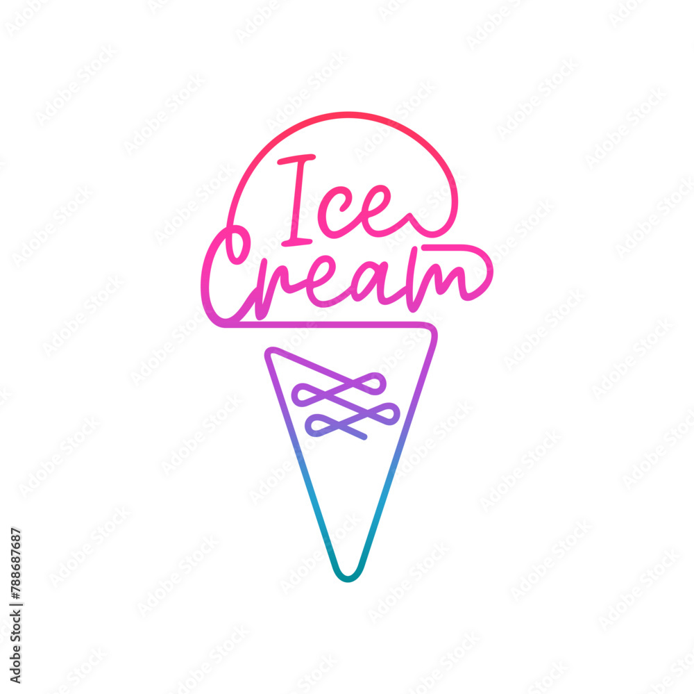 Neon Ice Cream Logo Design Neon Ice Cream Logo Design