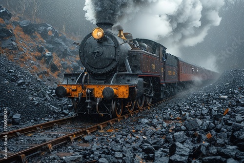 A steam locomotive's coal tender, filled to the brim and ready for a long journey