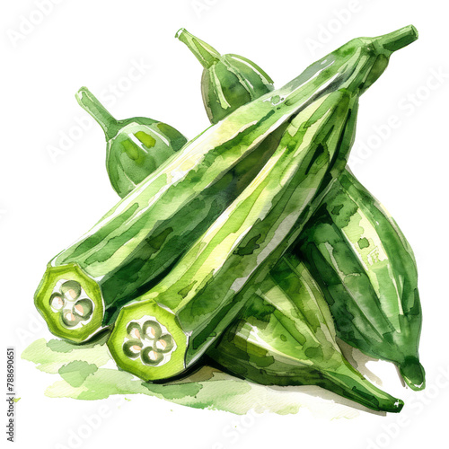 vegetable - Okra, also known as lady's fingers or gumbo, is a flowering plant that belongs to the mallow family. photo