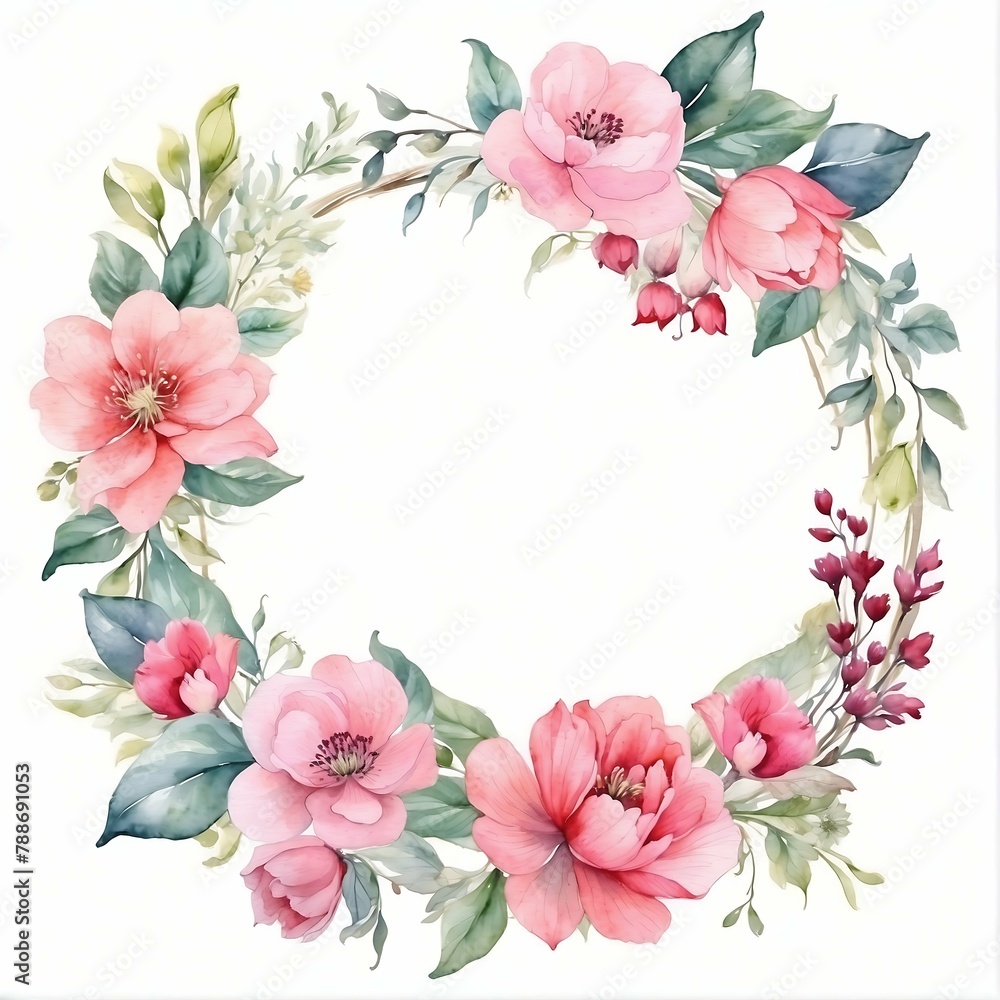 Wreaths & Bouquets - is a beautiful set of hand drawn digital clip art in shades of pink.