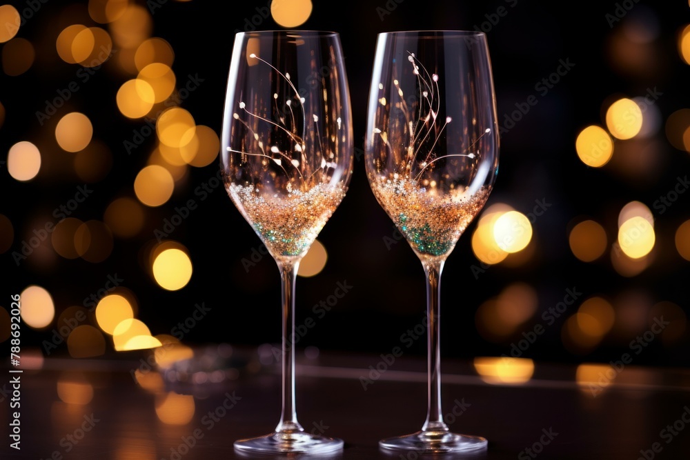 Festive Clicking sparkle champagne. Beach party. Generate Ai Festive Clicking sparkle champagne. Beach party. Generate Ai