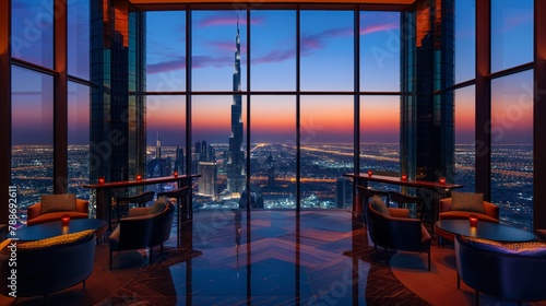 Luxury Bar with Sunset City Views
