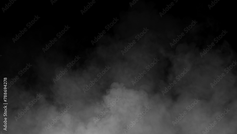 Obraz premium Abstract smoke misty fog on isolated black background. Texture overlays. Design element.