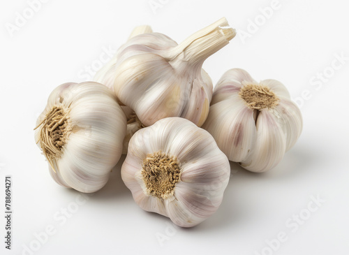 Organic Garlic Cluster on Pure White