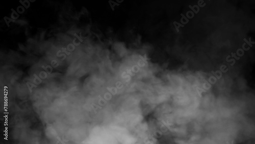 Abstract smoke misty fog on isolated black background. Texture overlays. Design element. © Victor