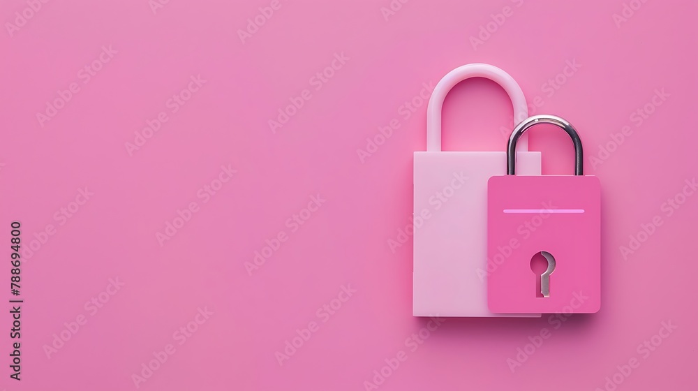 SIM card lock with padlock icon on pink background SIM card lock with padlock icon on pink background