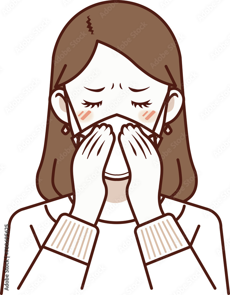 Woman With Allergies Wearing Mask Woman With Allergies Wearing Mask