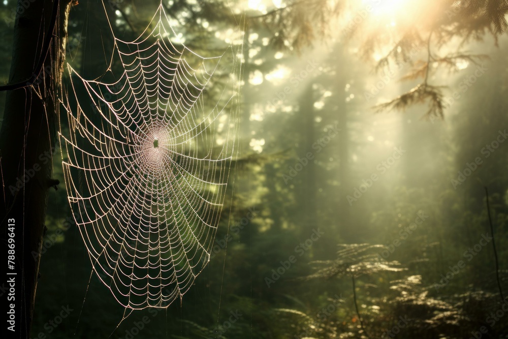 Gossamer Spider web background. Silk macro. Generate Ai Stock Photo ...