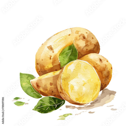 vegetable - Yummy.potatoes.illustration ,.watercolor