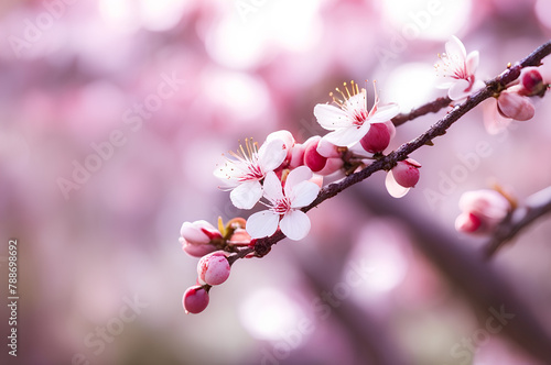Blooming plum branches