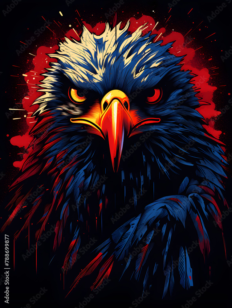 Obraz premium Pixel bald headed eagle, pixel eagle, eagle 8 bit pixel style, eagle animal bird