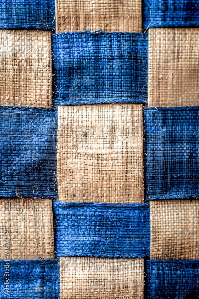 Close Up of Blue and Brown Checkered Cloth. Generative AI Close Up of Blue and Brown Checkered Cloth. Generative AI