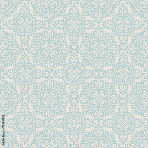 Wallpaper in baroque style, Damask floral background, simple decoration art, ceramic tile seamless pattern, mandala background for textile, fabric