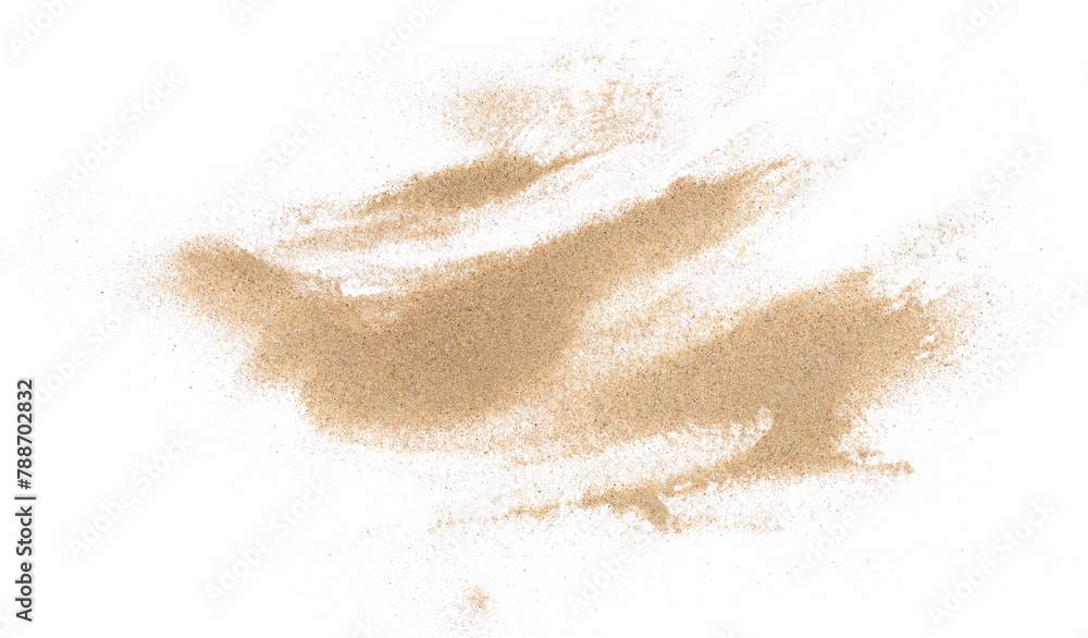 Pile desert sand scattered and wavy isolated on white background Pile desert sand scattered and wavy isolated on white background