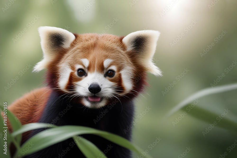 Little cute red panda in jungle Little cute red panda in jungle