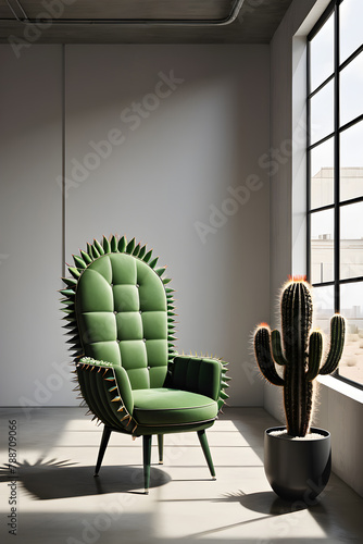 designer creative chair in the shape of a cactus (ID: 788709066)