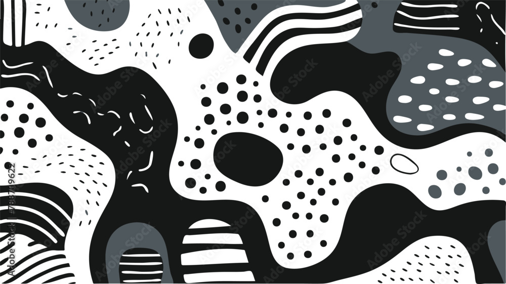 Abstract, colorful, pattern background, hand-drawn overlapping shapes. Fun children's doodle scene. Minimalist horizontal cover design template with copy space. Abstract, colorful, pattern background, hand-drawn overlapping shapes. Fun children's doodle scene. Minimalist horizontal cover design template with copy space.
