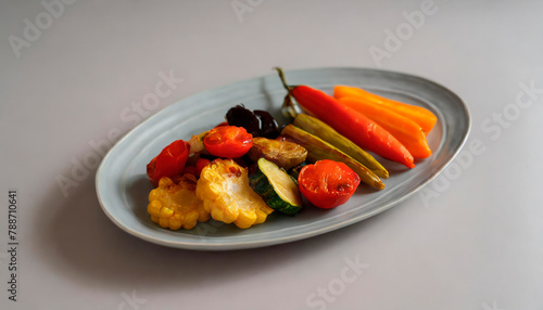 A plate of roasted vegetables