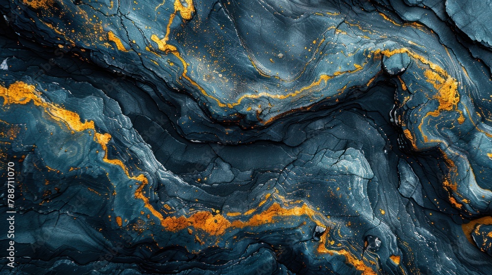 Elegance Unveiled: A Blue and Yellow Marble Close-Up