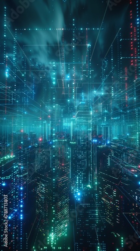 Futuristic Digital Cityscape Visualization