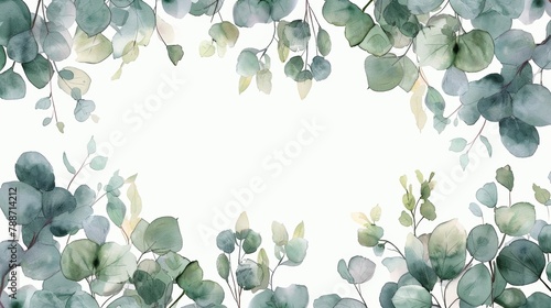 Eucalyptus Watercolor Illustration for Wedding Stationery Generative AI