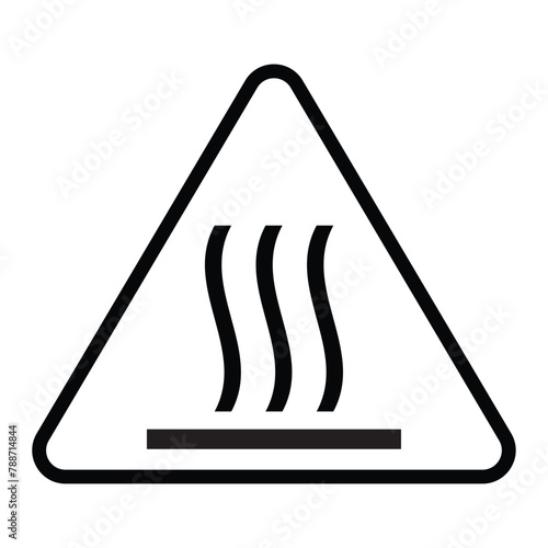 Triangle Warning Sign, Burn Hazard, Hot Surface Symbol vector illustration isolated on white background. Hot surface warning sign. White triangle. Perfect for sticker, label. EPS 10	