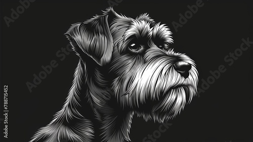 Minimalist Schnauzer Dog Silhouette Logo Generative AI