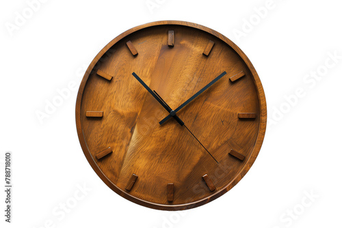 Classic Wooden Wall Clock - isolated on White Transparent Background, PNG
