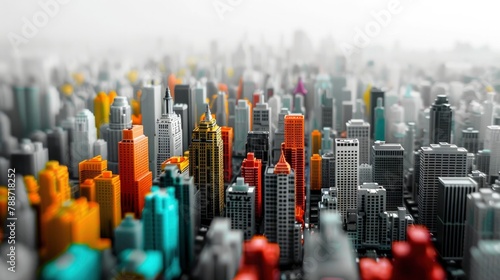 a city with colourful tiny structured building