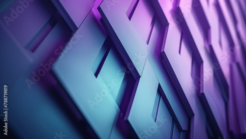 abstract background with purple and blue colors, threedimensional geometric shapes in the shape of arrows Generative AI photo