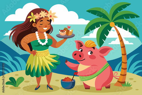 Hawaiian Luau kalua pig vector illustration  © Chayon Sarker