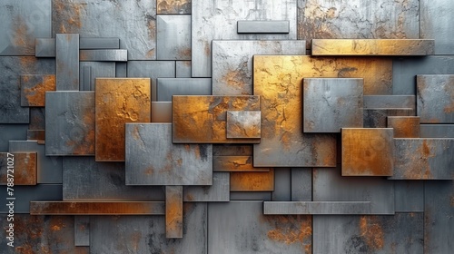 Metal Wall With Gold Squares