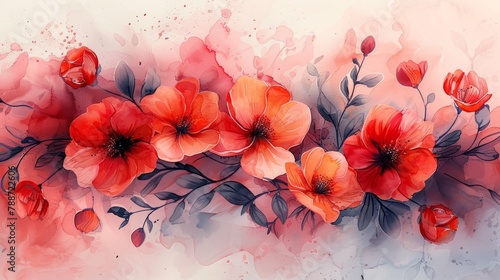 Mother's Day Card with Vibrant Floral Watercolor Design Generative AI photo