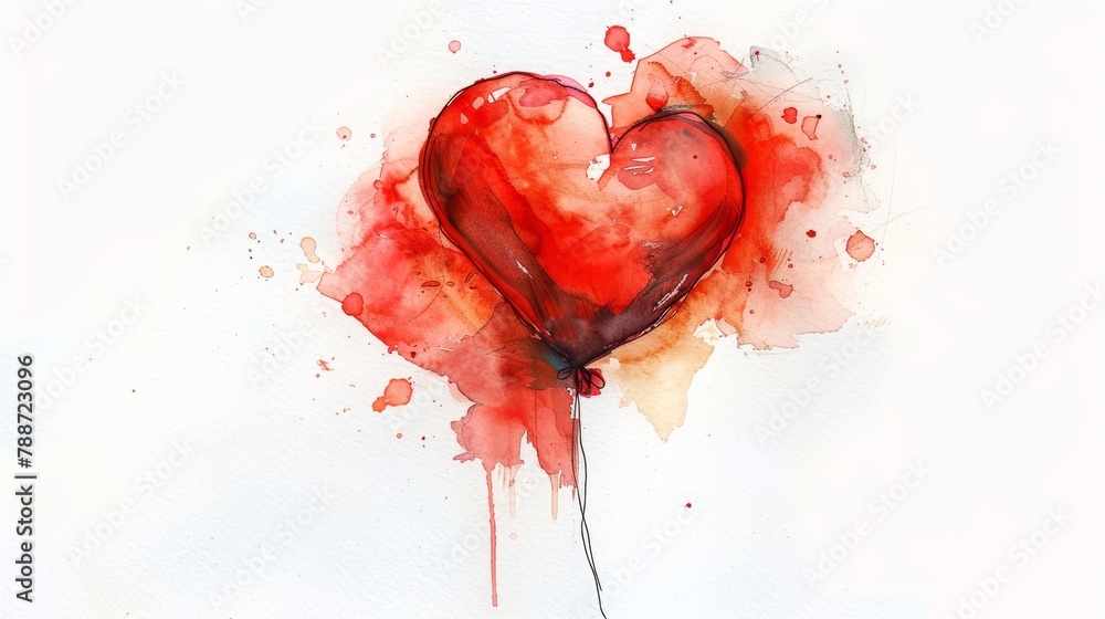Whimsical Watercolor Heart Balloon Illustration Generative AI Whimsical Watercolor Heart Balloon Illustration Generative AI
