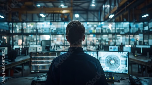 Security Professional Overseeing Data Center Operations. Concept Data Center Security, Operations Management, Network Monitoring, Incident Response, Threat Prevention