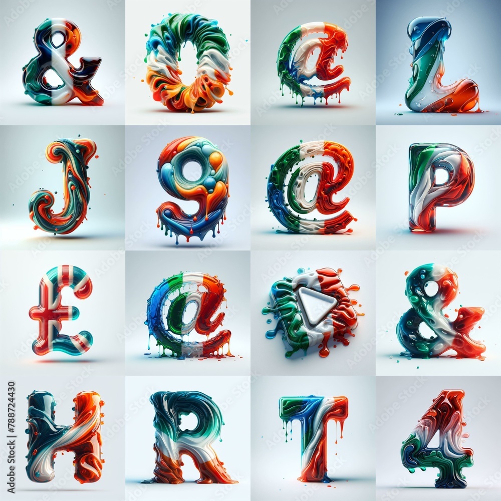 Italy flag glass lettering. AI generated illustration Italy flag glass lettering. AI generated illustration