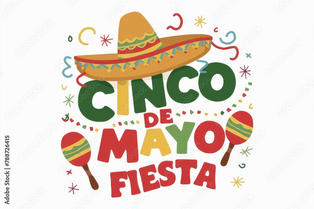 Fototapeta premium Cinco De Mayo Fiesta With Sombrero