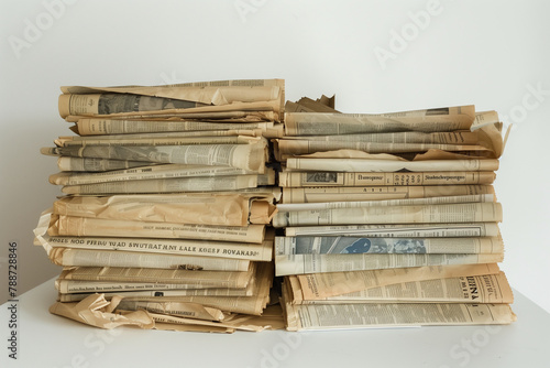allure of old newspapers gathered together, against a pristine white background, reminiscent of a time when print was king and headlines held sway.