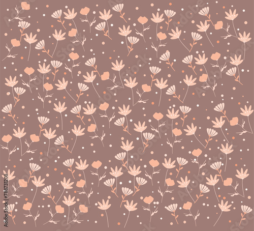 Seamless pattern with drawn flowers. Vector floral background.