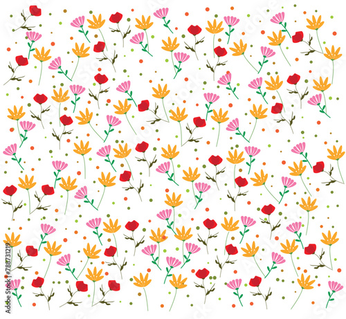 Seamless floral pattern with flowers. Vector illustration.