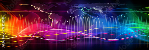 Low Frequency (LF) Radio Waves Dispersing Across the Globe - Vibrant Illustration of Communication through Waves photo