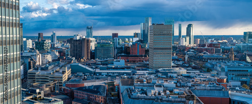 Panoramic view of Manchester skyline downtown area 